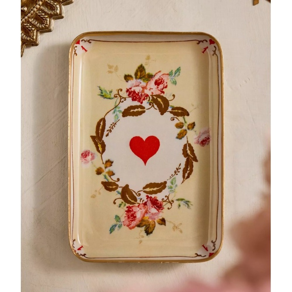 Anthropologie Terrain Printed Archival Tray Trinket Jewelry Small Ace Hearts